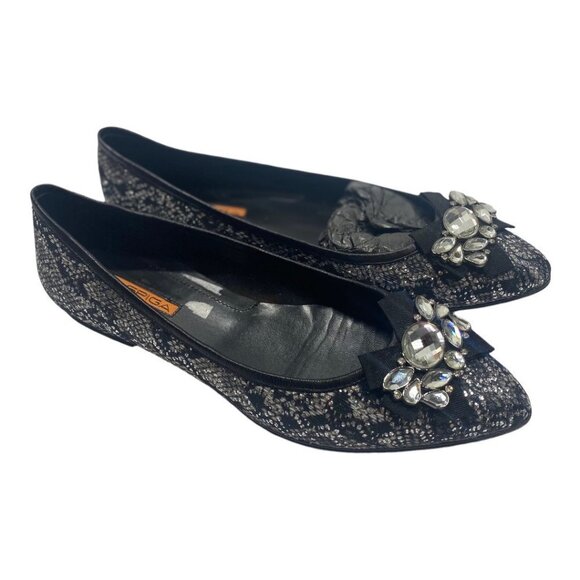 Via Spiga Black Sequin Flat Holiday Shoes V-Bosh 11319020 Size 8.5 New in Box - Picture 3 of 9